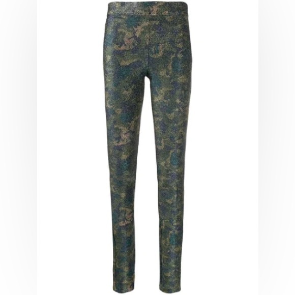 GANNI  METALLIC CAMOUFLAGE-JERSEY LEGGINGS IN 861 KALAMATA - Picture 1 of 6